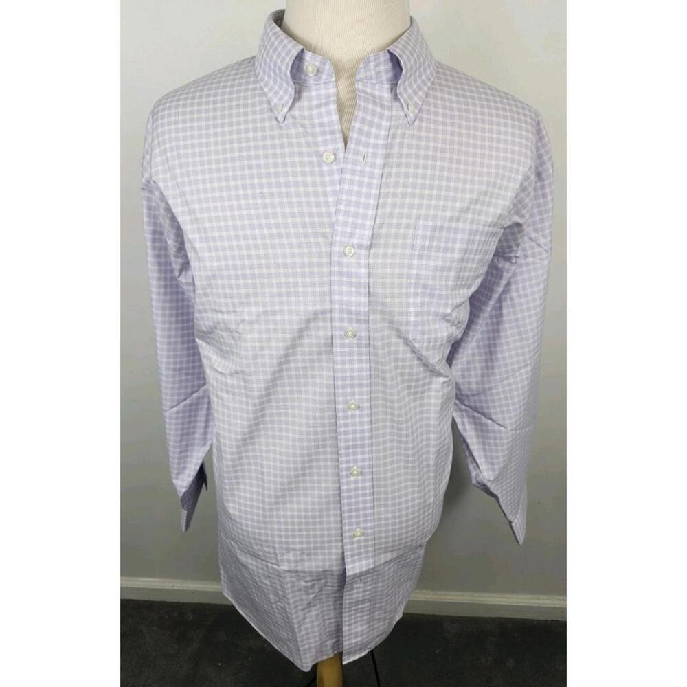 Jos A Bank Traveler Dress Shirt Men's 18 -33 Lavender Chex Button Cuff NWT